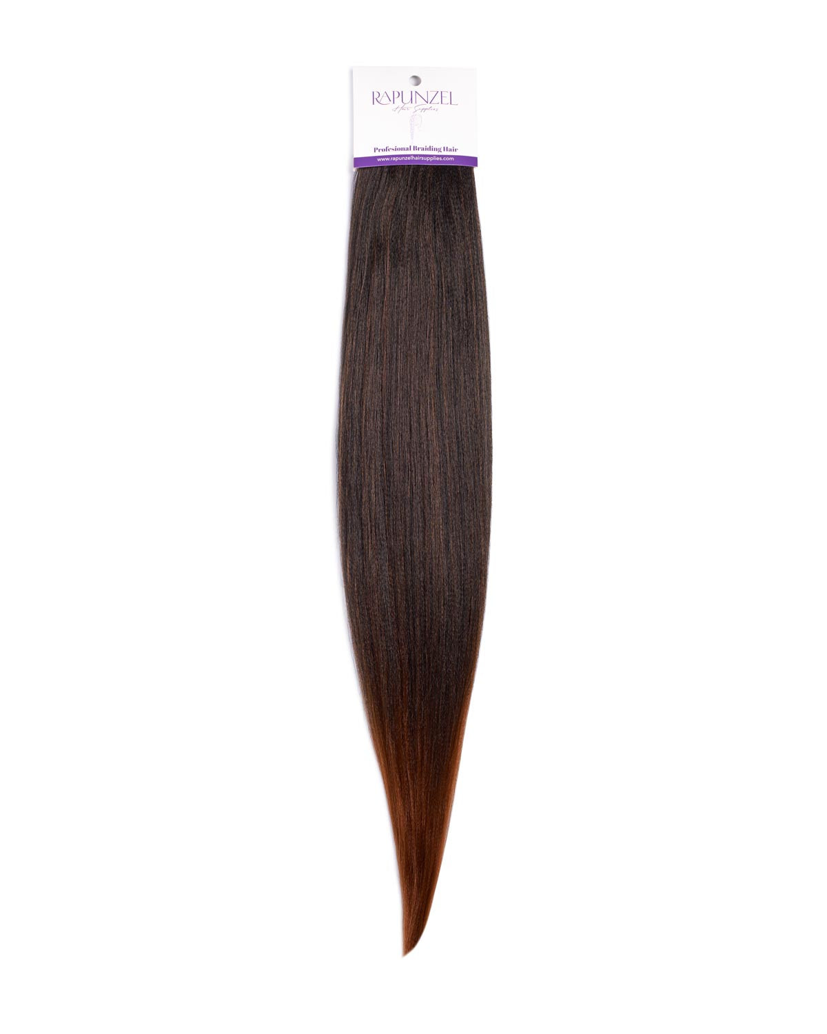 Hair extension with a visible brand label on a white background