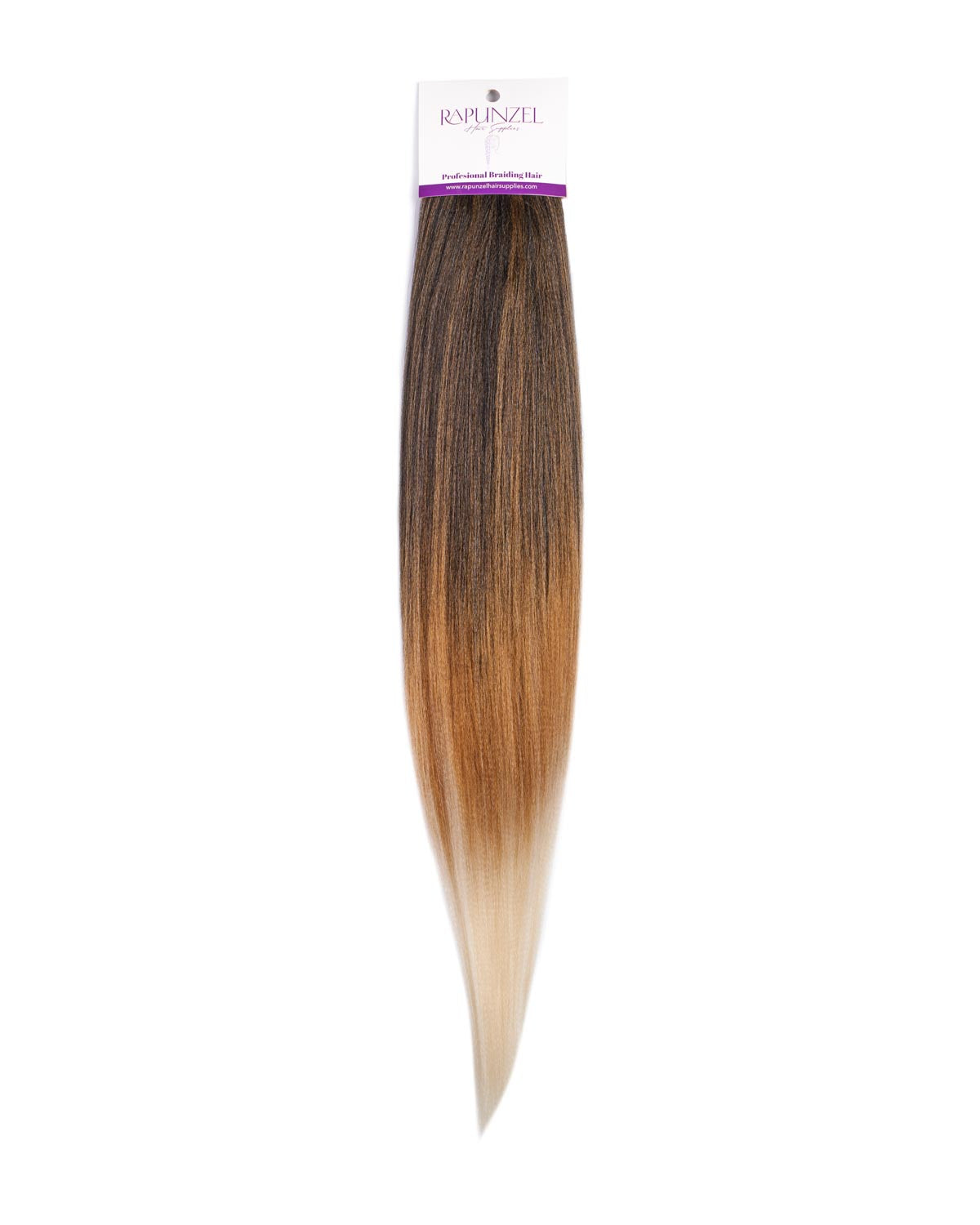Hair extension with a gradient color on a white background