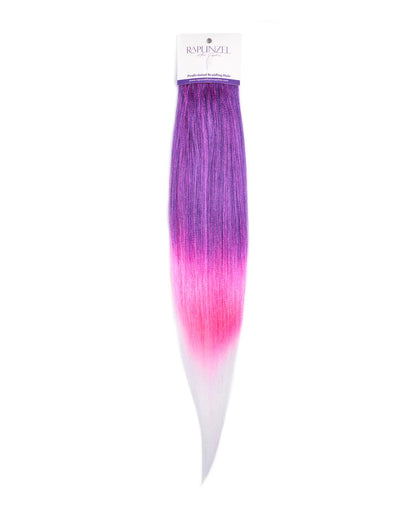 Hair extension with purple and pink gradient on a white background