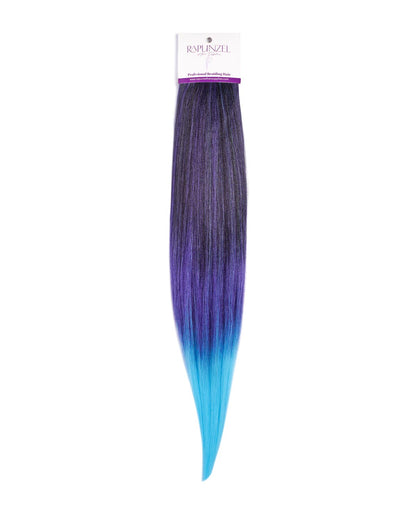 Hair extension with gradient color from purple to blue on a white background