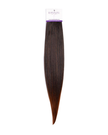 Hair extension with a visible brand label on a white background